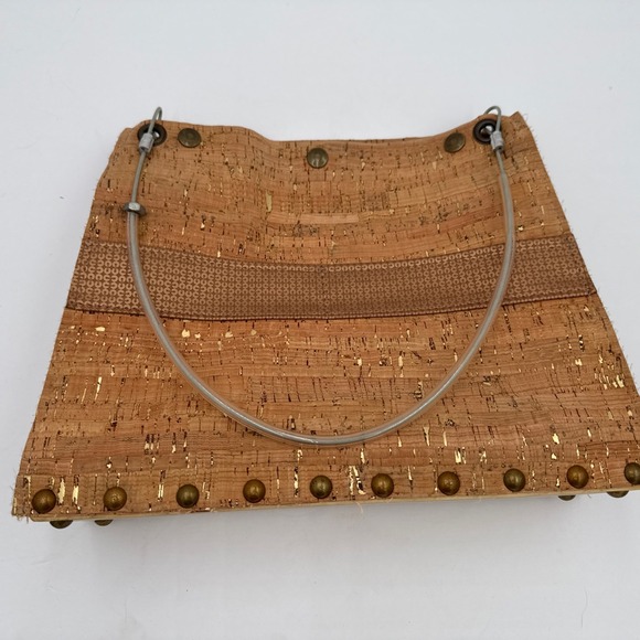 Hardware by Renee Handcrafted Cork Screw Handbag Metal Wire Handles Wood Base - Picture 9 of 9